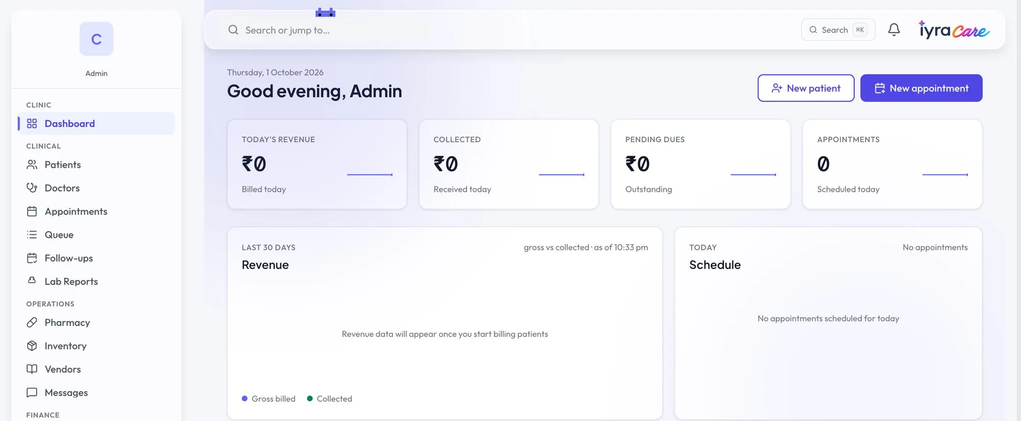 iyraCare: Centre dashboard